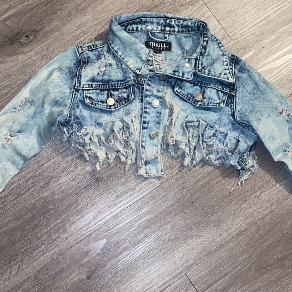 Crop top blue jean jacket ♡.